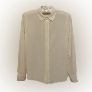 Everlane 100% Silk Cream Ivory Button Up Long Sleeve Blouse Medium